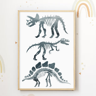 Dino Skeletons Kids Room Print Dinosaurs Poster