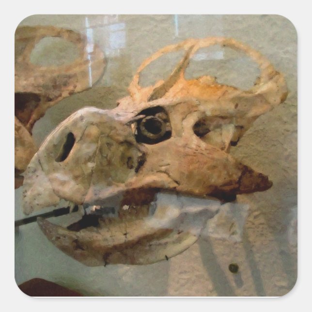 Dino Skull Oil Painting Square Sticker (Front)