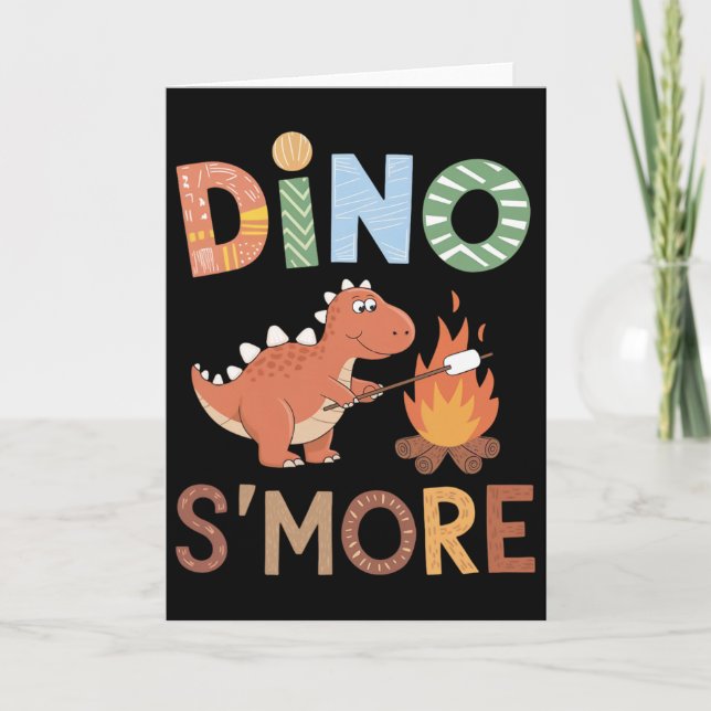 Dino S'more Dinosaur Trex Camping Smores Kawaii S' Card (Front)