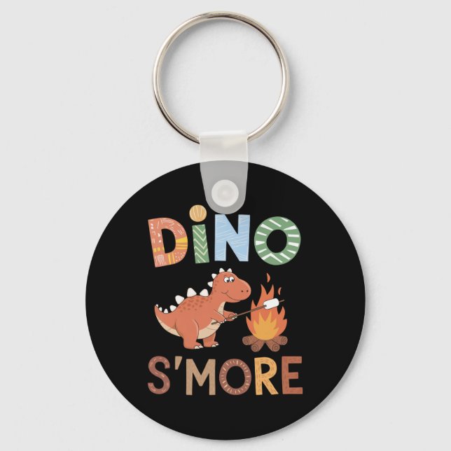 Dino S'more Dinosaur Trex Camping Smores Kawaii S' Keychain (Front)