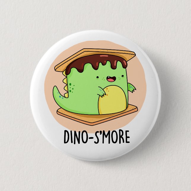 Dino-smore Funny Dinosaur Smore Pun  Button (Front)