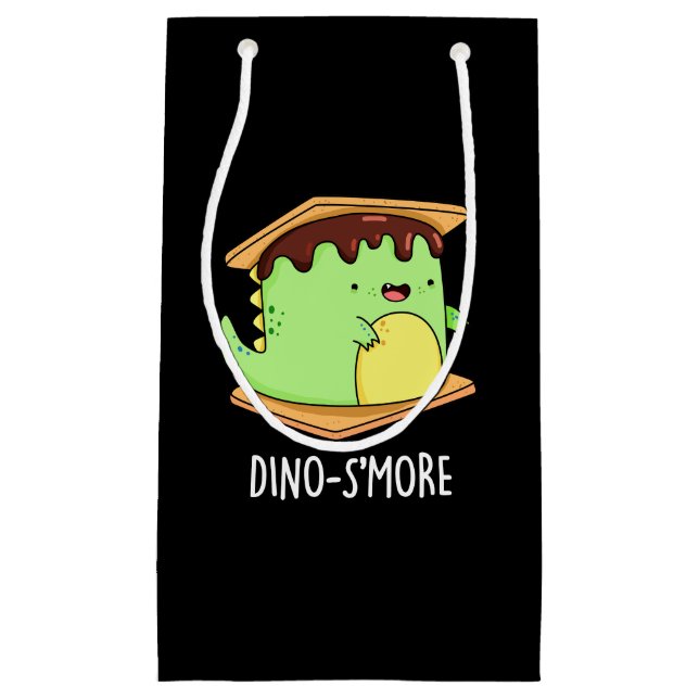 Dino-smore Funny Dinosaur Smore Pun Dark BG Small Gift Bag (Front)