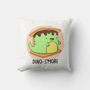 Dino-smore Funny Dinosaur Smore Pun Throw Pillow