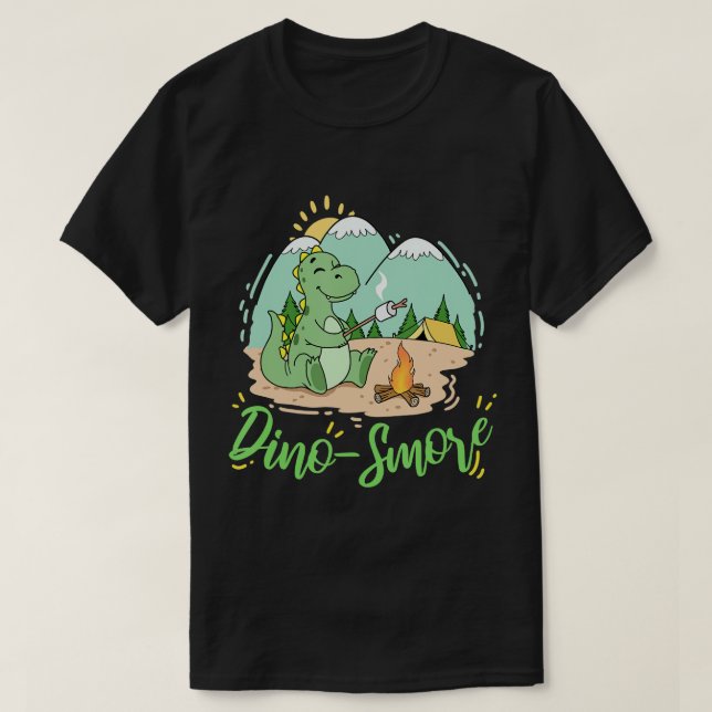 Dino S'mores Camping Gift Dinosaur Camp Smores Adu T-Shirt (Design Front)