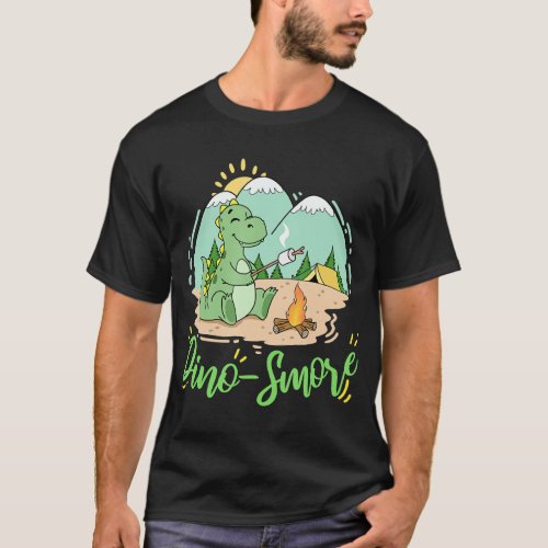 Dino Smores Camping Gift Dinosaur Camp Smores Adu T_Shirt