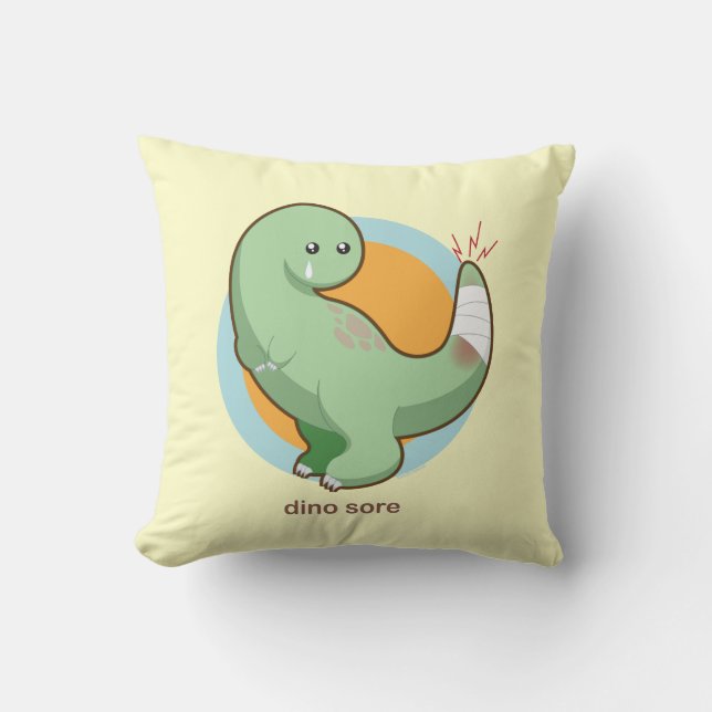 Dino Sore Throw Pillow (Front)