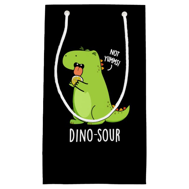 Dino-sour Funny Dinosaur Pun Dark BG Small Gift Bag (Front)