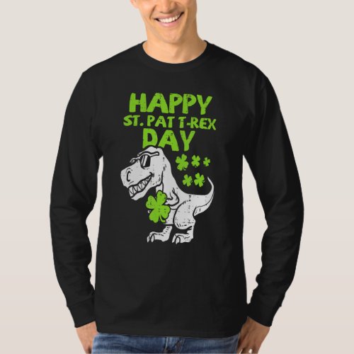 Dino St Patricks Day Toddler Boys  Happy St Pat Tr T_Shirt