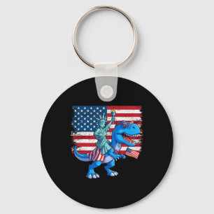 Dino Statue Of Liberty 4th Of July Trex American F Keychain