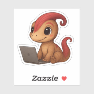 Dino Sticker – Dino Kammli am Laptop