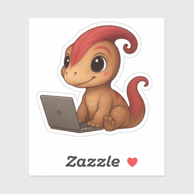 Dino Sticker – Dino Kammli am Laptop (Sheet)