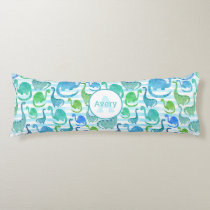 Dino Stripe Watercolor Dinosaurs Personalized Body Pillow