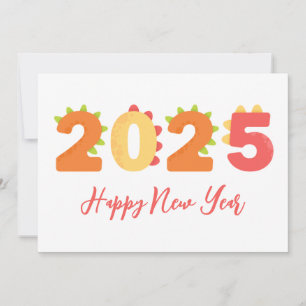 Dino style simple happy new years cards 2025