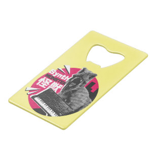 Dino Synth Musician Credit Card Bottle Opener