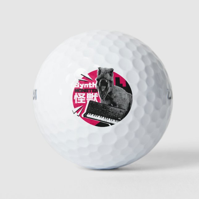Dino Synth Musician  Golf Balls (Front)