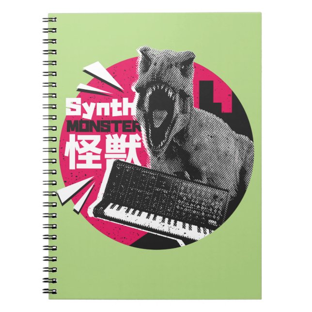 Dino Synth Musician  Notebook (Front)