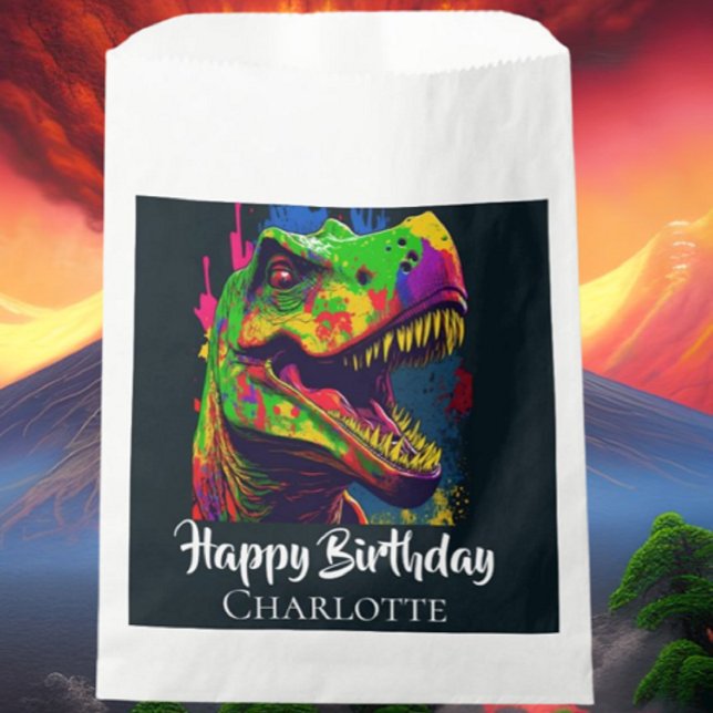Dino T- Rex Birthday Favor Bag (Bring your dream party to life with our selection of quality Dinosaur themed party supplies)