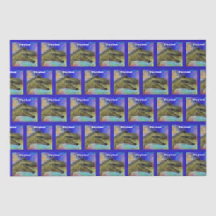 Dino T-Rex Dinosaur Colorful Background on Blue Tissue Paper