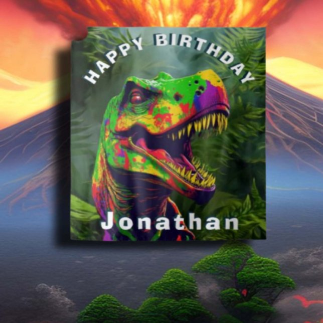 Dino  T Rex Jungle Happy Birthday backdrop (Dino T Rex Jungle Happy Birthday Backdrop for Fun Parties!)