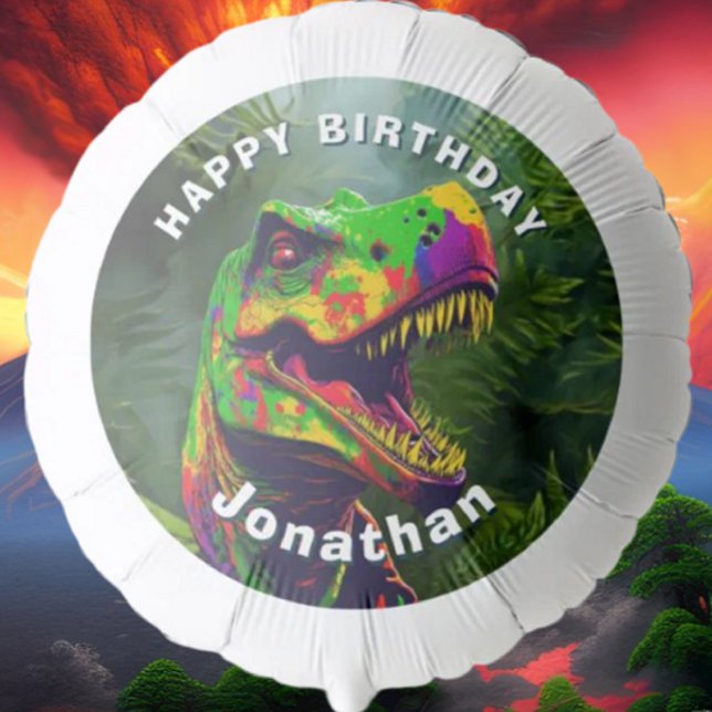 Dino  T Rex Jungle Happy Birthday Balloon (Bring your dream party to life with our selection of quality Dinosaur themed party supplies )