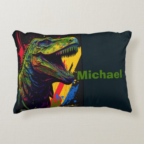 Dino T Rex Jurassic Cute Kids  Accent Pillow