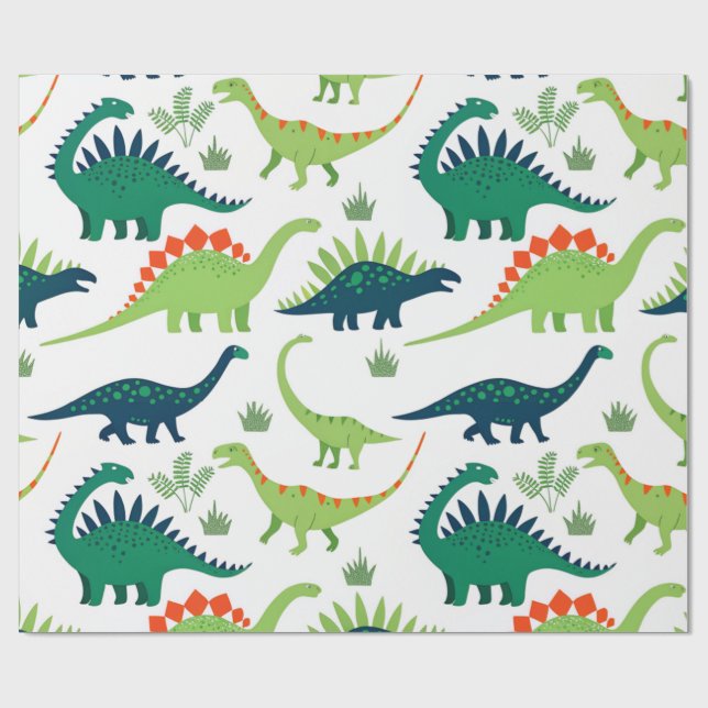 dino t-rex pattern wrapping paper (Flat)