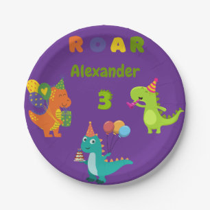 Dino-tastic 3-year old Birthday Party Paper Plates