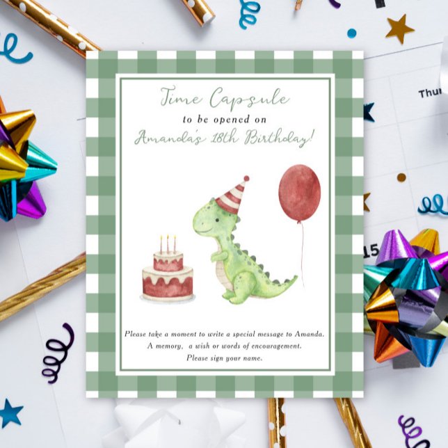 Dino Time Capsule 1st birthday gender neutral Poster (Creator Uploaded)