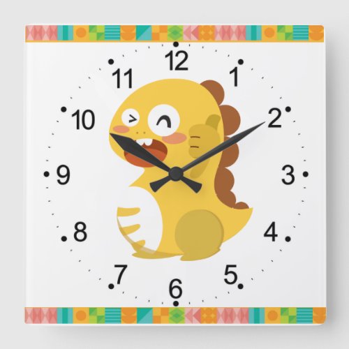 Dino Time to Teach Square Clock
