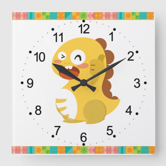 Dino Time to Teach Square Clock (Front)