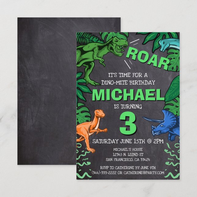 Dino Trex Jurassic Boy Dinosaur Birthday (Front/Back)