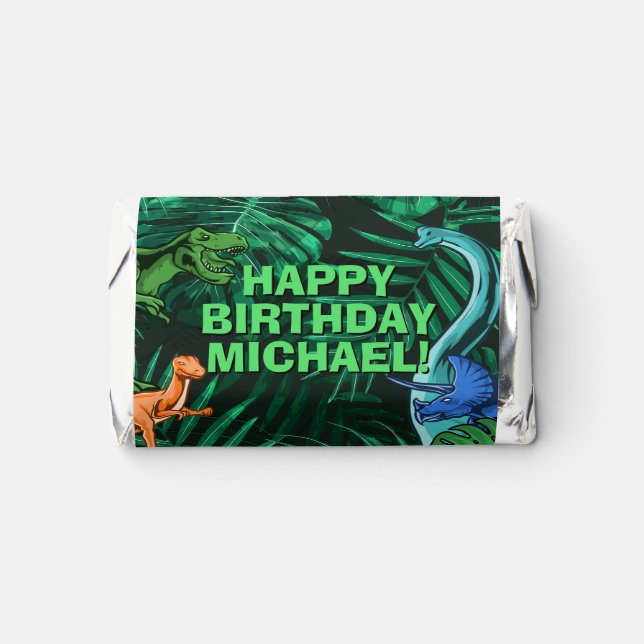 Dino Trex Jurassic Boy Dinosaur Birthday Hershey's Miniatures (Front)