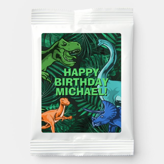 Dino Trex Jurassic Boy Dinosaur Birthday Hot Chocolate Drink Mix (Front)