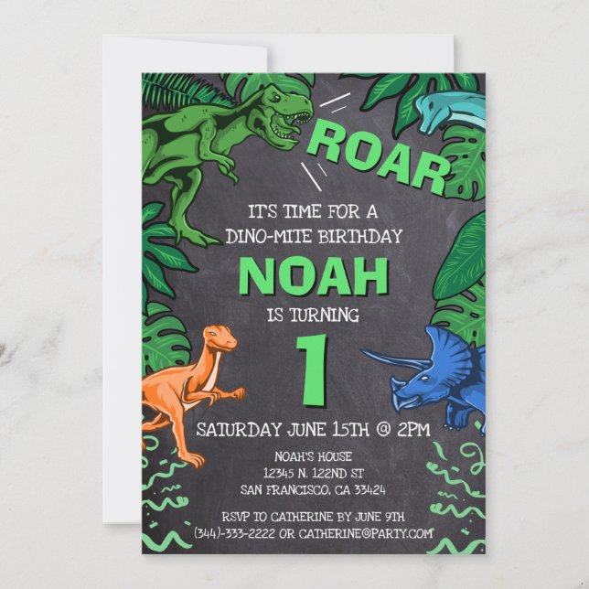 Dino Trex Jurassic Boy Dinosaur Birthday Invitation (Front)