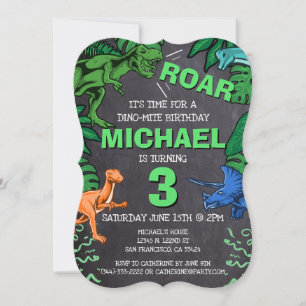 Dino Trex Jurassic Boy Dinosaur Birthday Invitation