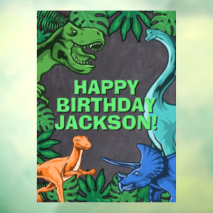 Dino Trex Jurassic Boy Dinosaur Birthday Window Cling