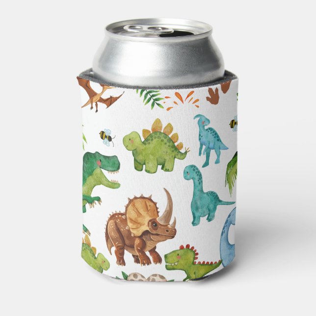 Dino Two rex 2nd boy Dinosaur birthday party Can Cooler (Can Back)