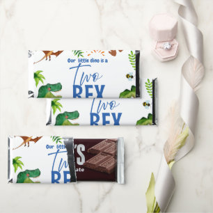 Dino Two rex 2nd boy Dinosaur birthday party Hershey Bar Favors