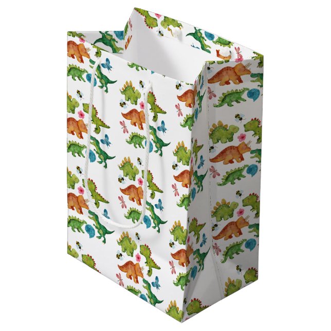 Dino Two rex 2nd boy Dinosaur birthday party Medium Gift Bag (Front Angled)