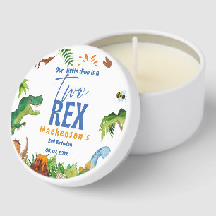 Dino Two rex 2nd boy Dinosaur birthday party Mini Candle Favors