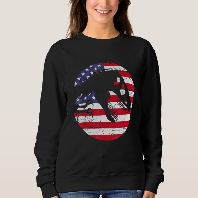 Dino USA Flag Patriotic Dinosaur Rex 4th Of July Sweatshirt (Front)
