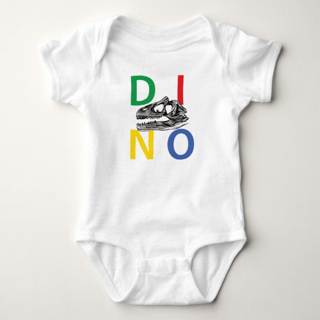 DINO - White Baby Jersey Bodysuit (Front)