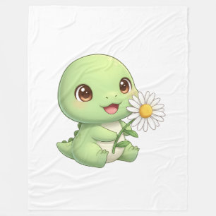 Dino With Flower Fleece Blanket
