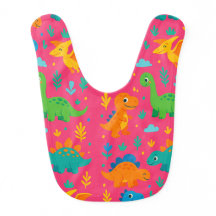 Dino World on Pink Background Bib