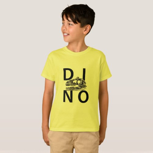DINO _ Yellow Kids Hanes TAGLESS T_Shirt