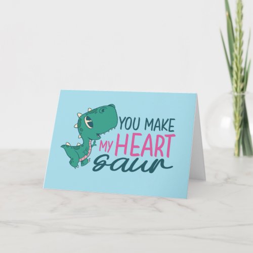 Dino You Make My Heart Saur Funny Valentines Day Holiday Card