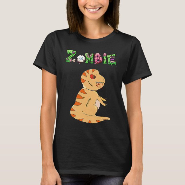 Dino Zombie  Humor Halloween T-Shirt (Front)