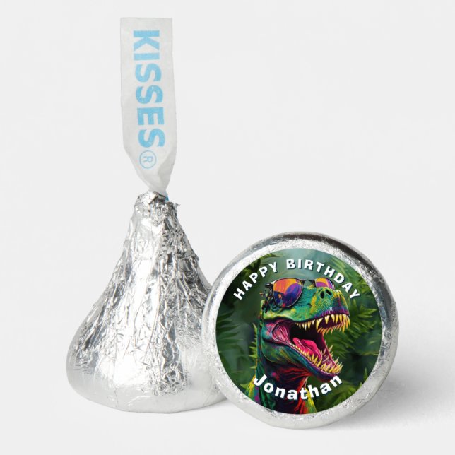 Dinoasur Cool  T Rex Jungle Happy Birthday Hershey®'s Kisses® (Front)