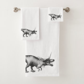 Dinocorn Bath | Monochrome Unicorn Dinosaur Roar Bath Towel Set