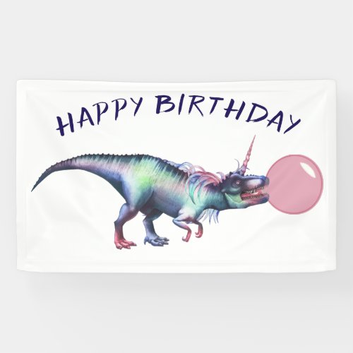 Dinocorn Bubblegum Party Magical Unicorn Dinosaur Banner